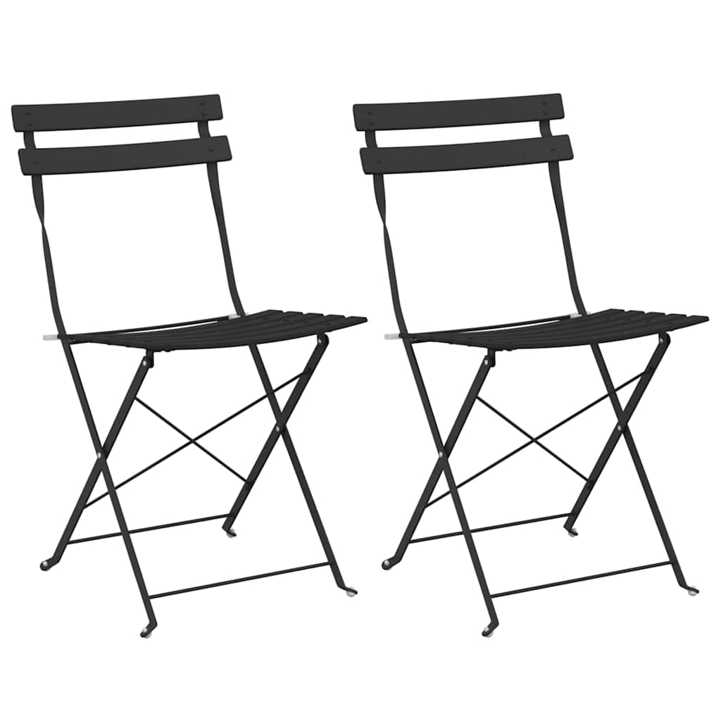 Garden Folding Chair 2 pcs Anthracite 42 x 46 x 82cm Steel